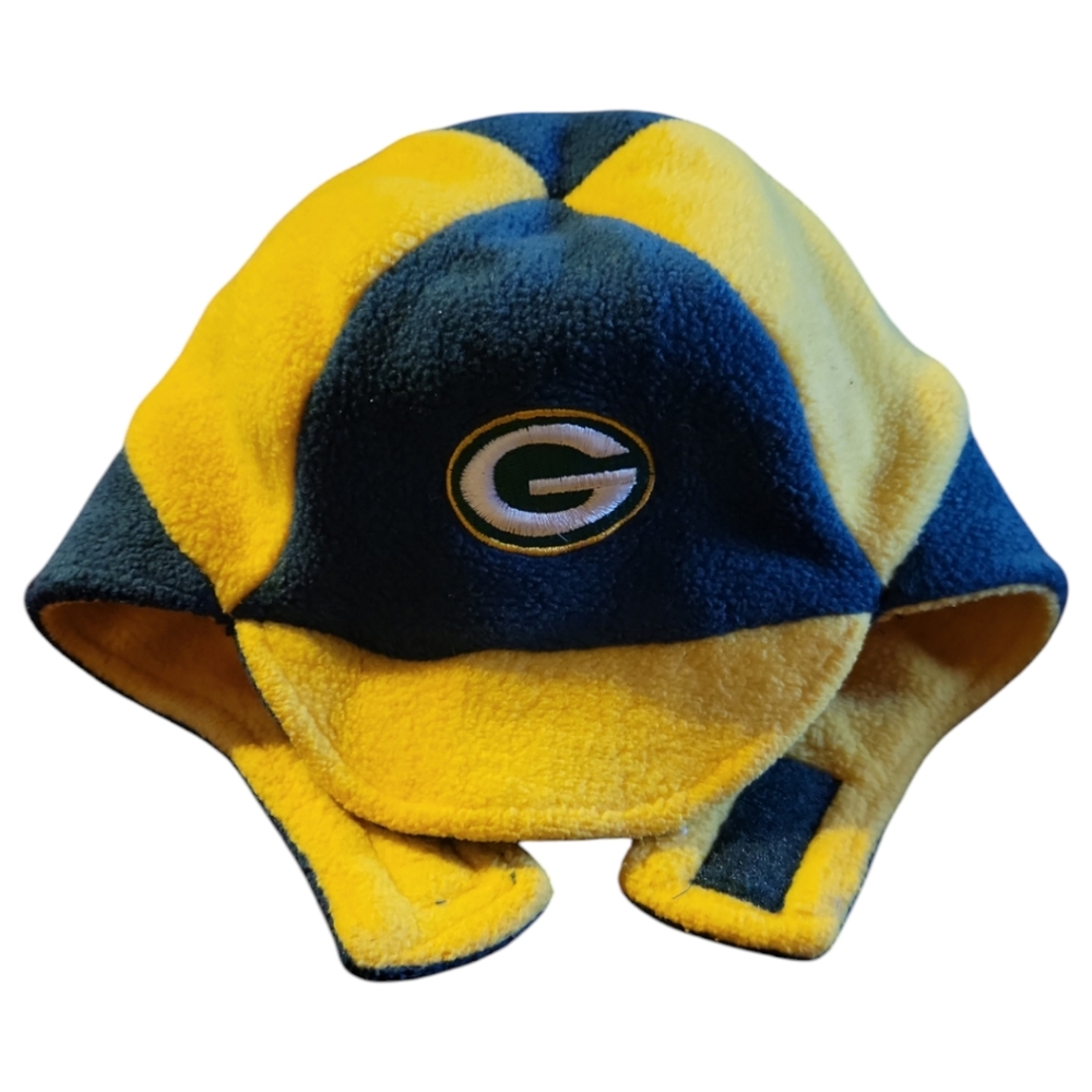 NFL Greenbay Packer Fleece Ear Flap Bucket Hat Cap Football Children's Sz 5 S/M